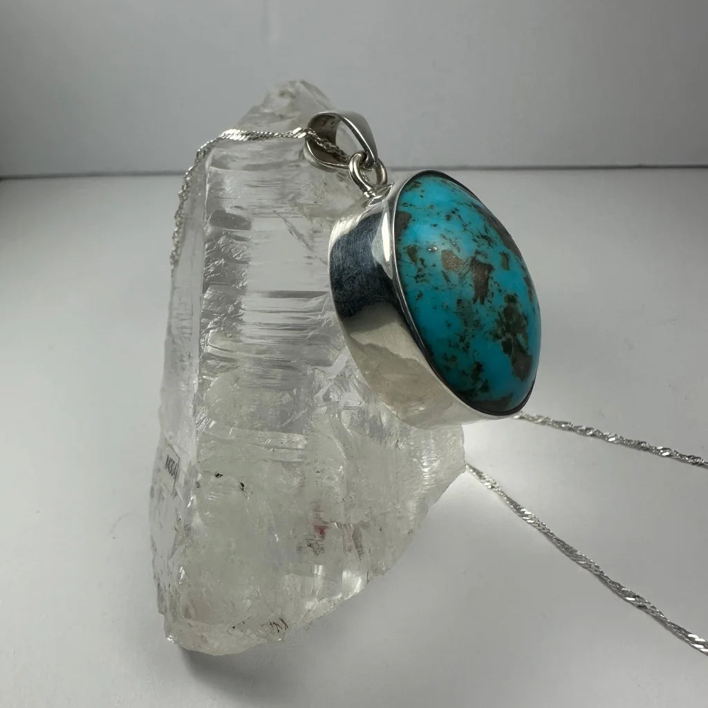 Stunning turquoise pendant in sterling silver with vibrant stone