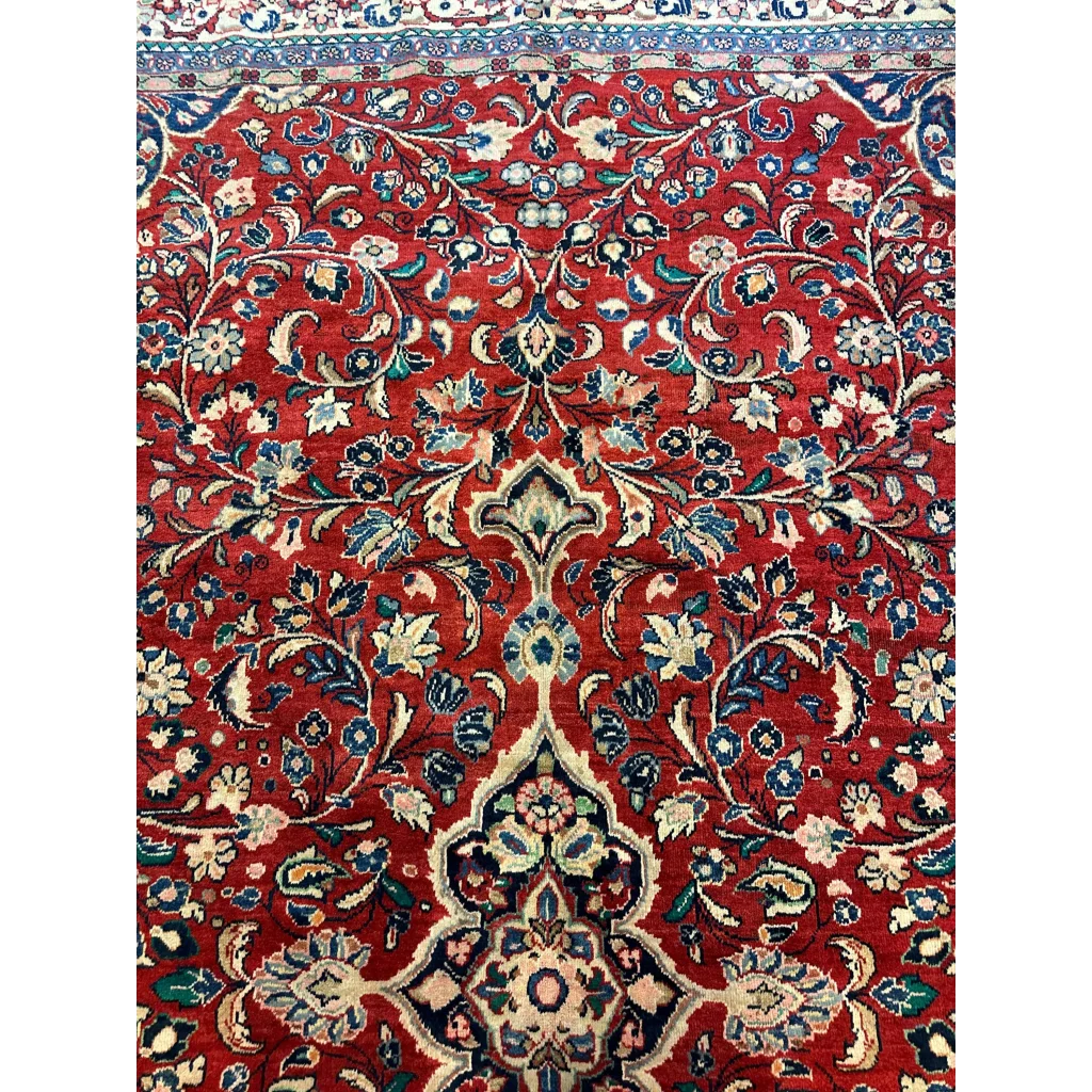 Stunning vintage Persian Mahal rug in rich red with floral patterns