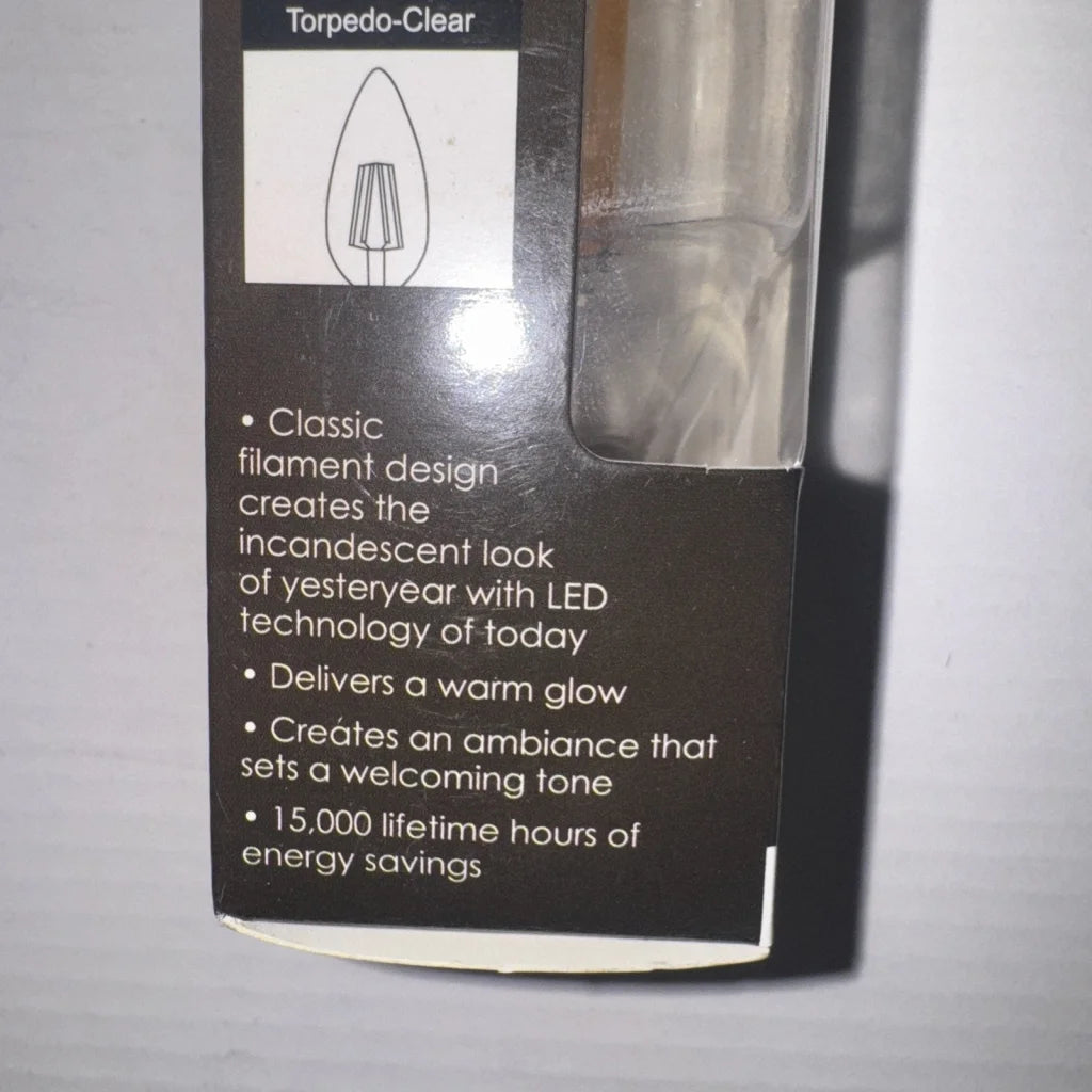 Sunlite LED bulb 5W 600 lumens warm white torpedo-clear filament design