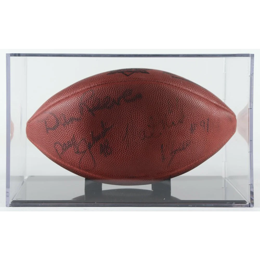 Autographed Brown Leather Football with Super Bowl XXIX Logo in Display Case