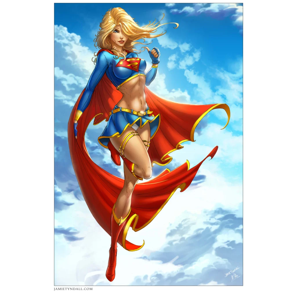 Supergirl comic poster on brushed aluminum print