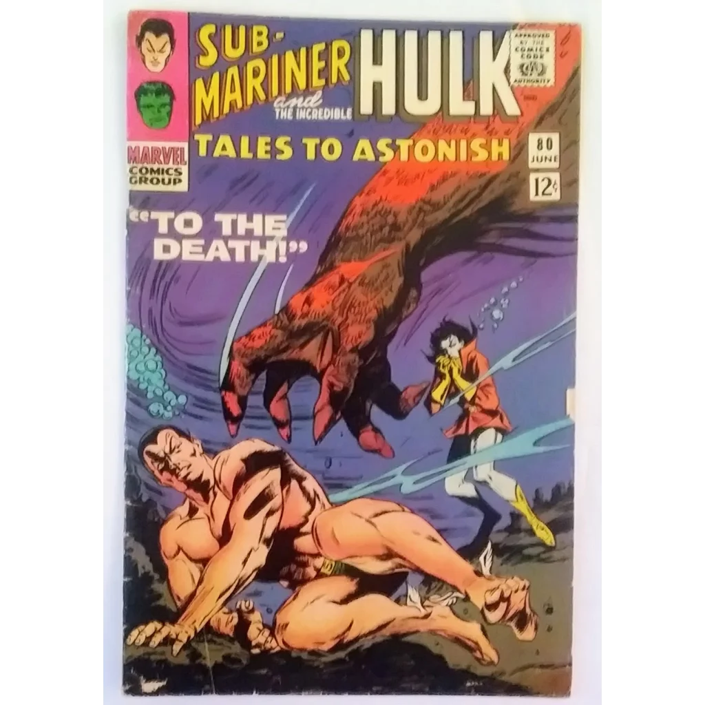 Epic 1960s Marvel Comics Hulk vs Sub-Mariner battle cover