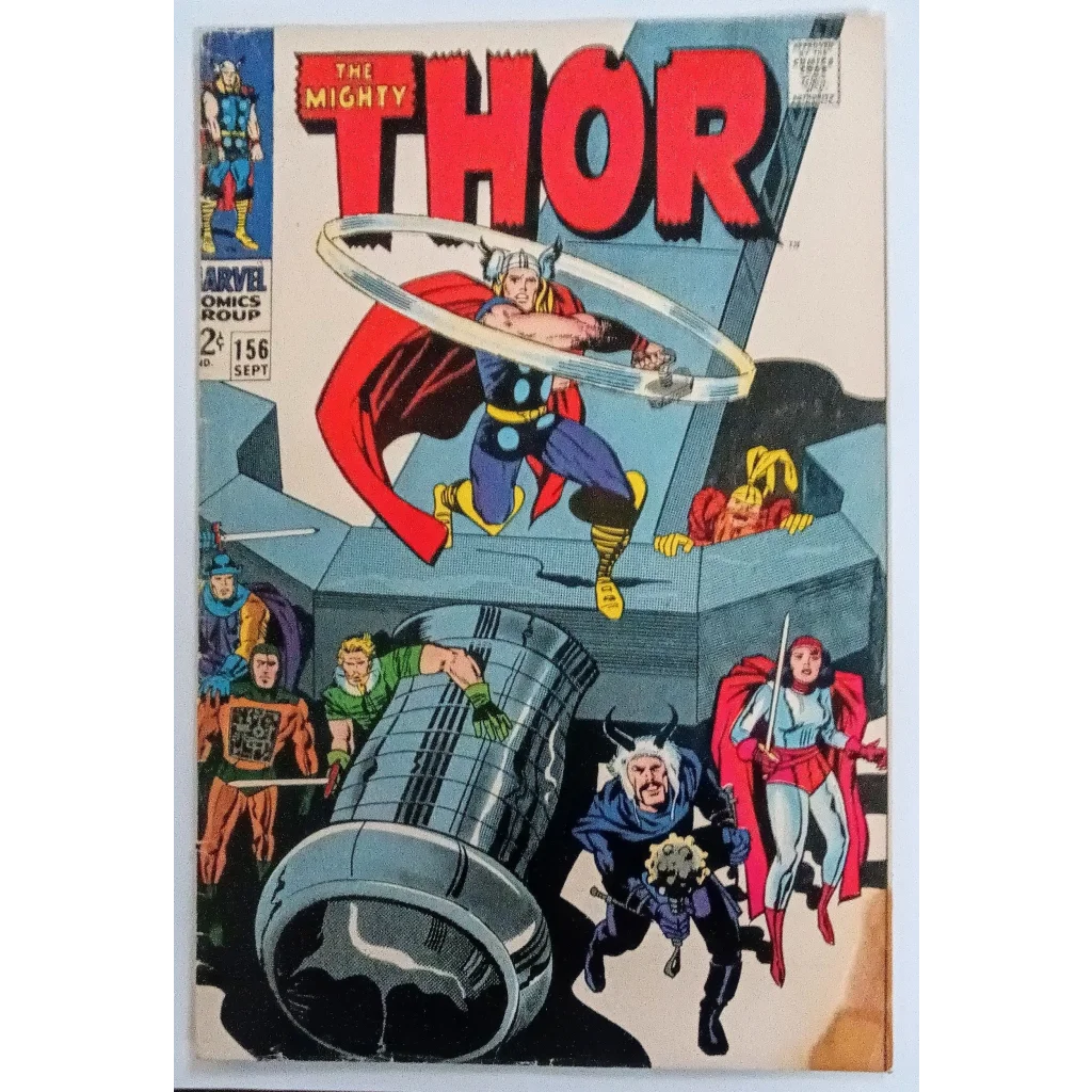 Thor #156 Marvel Comics 1968 cover: Thor wields Mjolnir dynamically