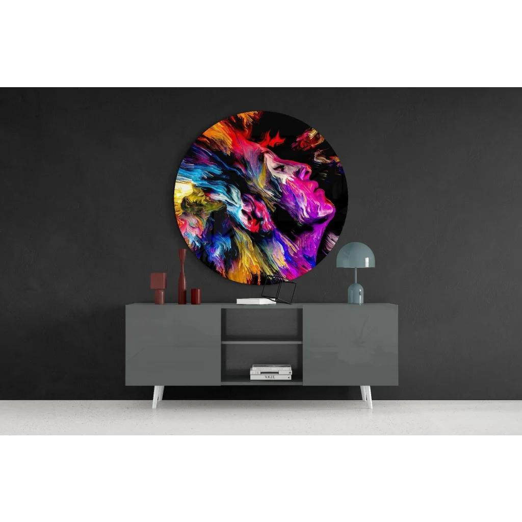 Fiery Swirl Tempered Glass Art with Neon Colors | Contemporary Home Wall Art | vintageantiquesgifts.com
