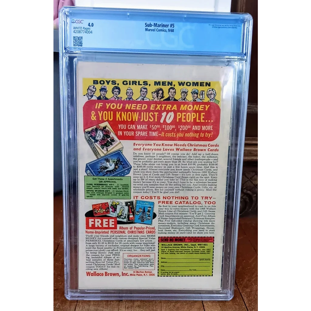 Vintage 1950s comic ad for Wallace Brown Inc in Marvel Comics Sub-Mariner 5