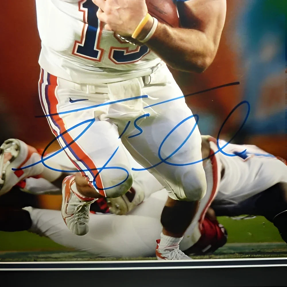 Tim Tebow autographed Florida Gators deluxe framed 16x20 photo with white jersey number 13