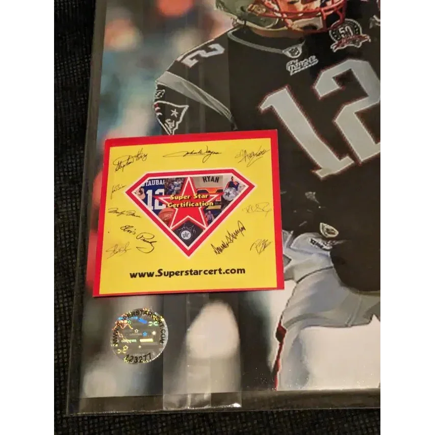 Signed Tom Brady Patriots jersey with Super Star Certification and Ray Lewis signed 8x10 photo