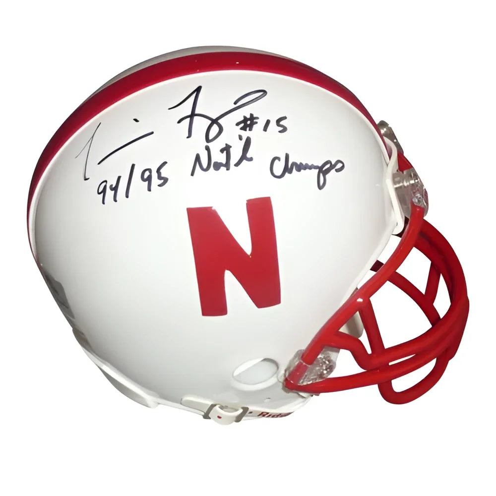 Tommie Frazier autographed Nebraska Huskers mini helmet with 94-95 national champs inscription