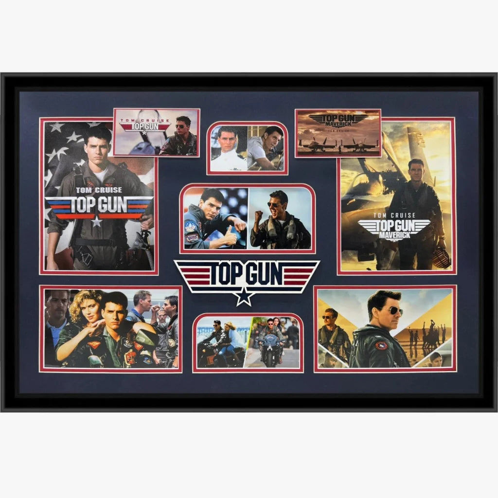 Black framed Top Gun movie poster in deluxe framed movie collage piece