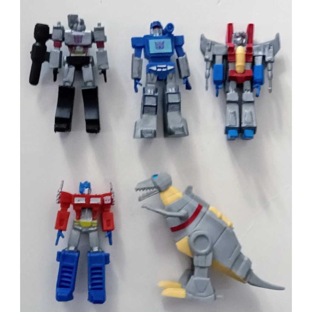 Transformers G1 mini figures set with red robot dinosaur action toys