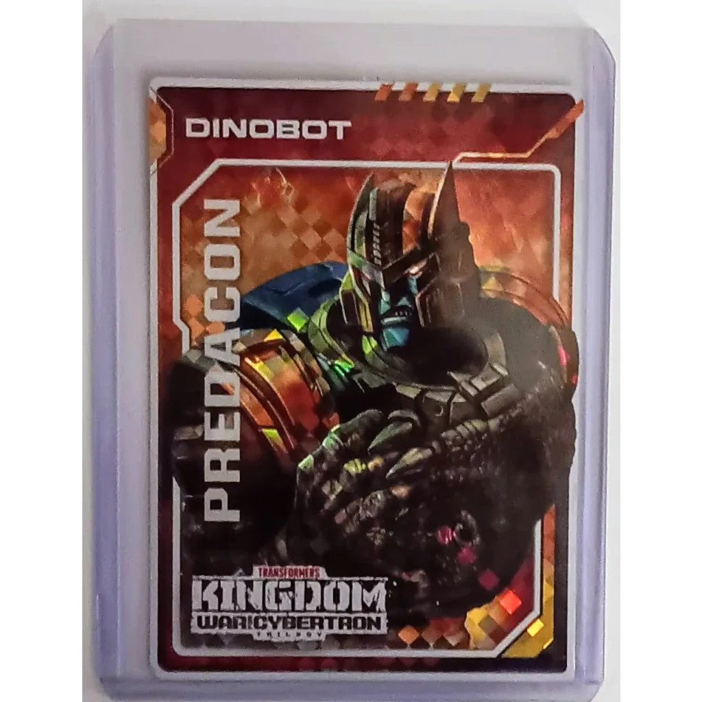 Transformers hologram sticker card of Predacon Dinobot from Kingdom War for Cybertron Beast Wars edition