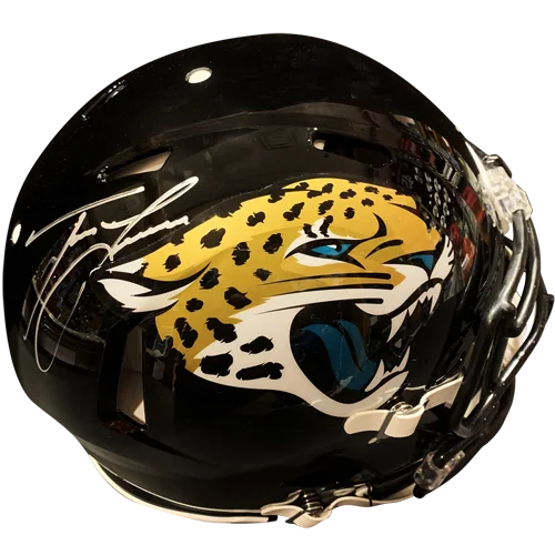 Trevor Lawrence autographed black and gold Jaguars helmet