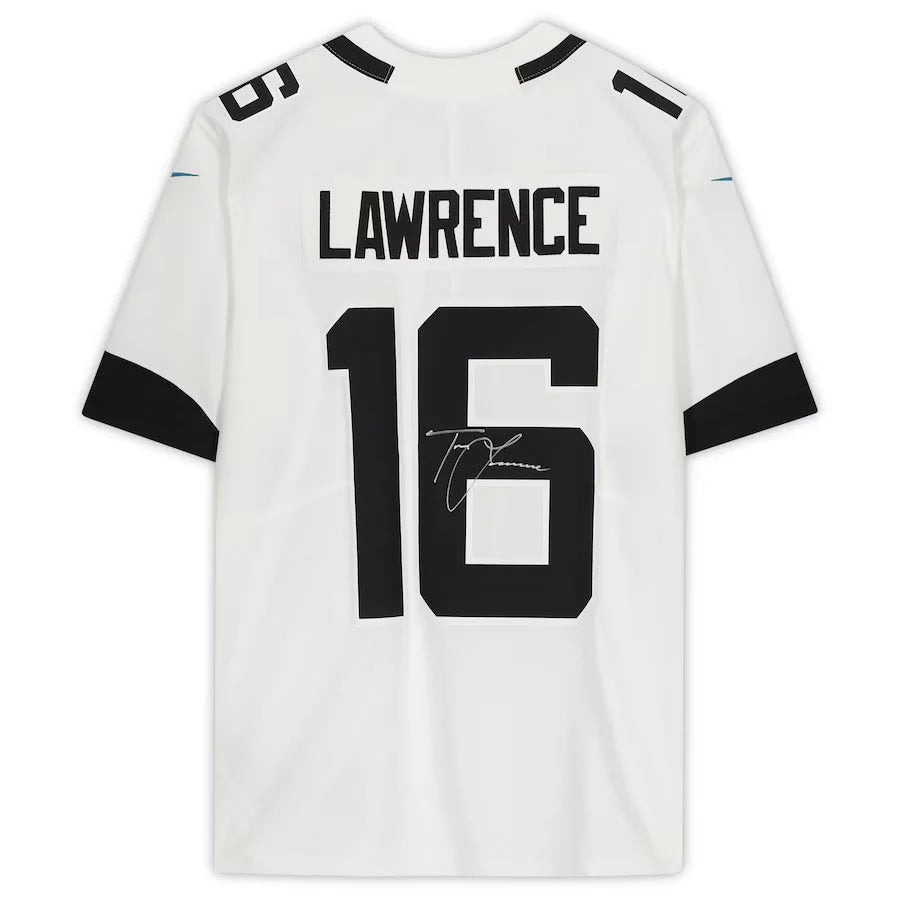 Trevor Lawrence autographed Jacksonville Jaguars white black jersey #16