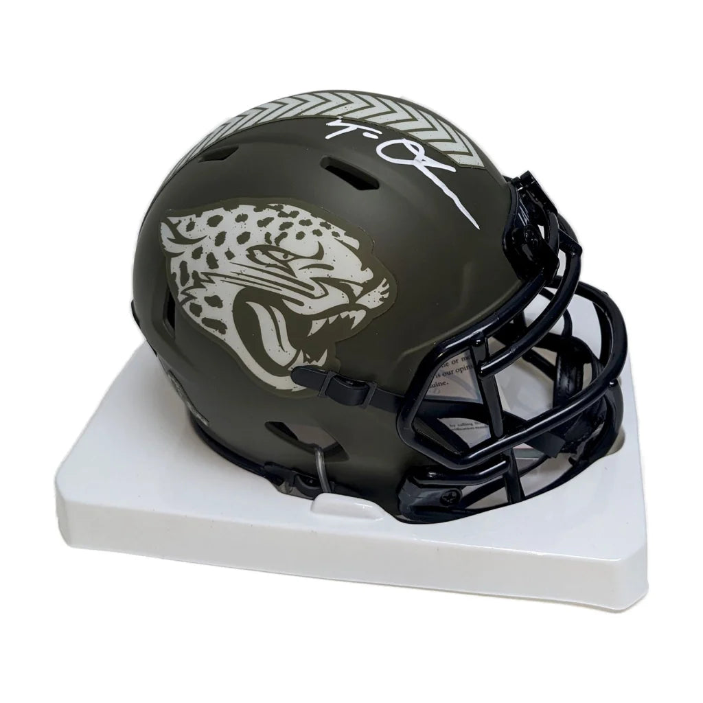Trevor Lawrence signed Jaguars salute to service mini helmet