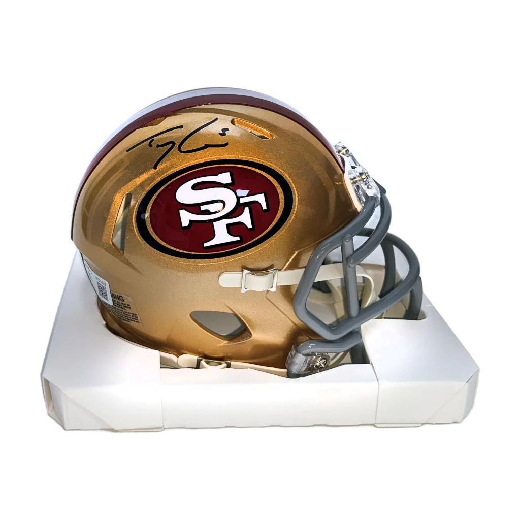 Trey Lance signed San Francisco 49ers speed mini helmet in gold