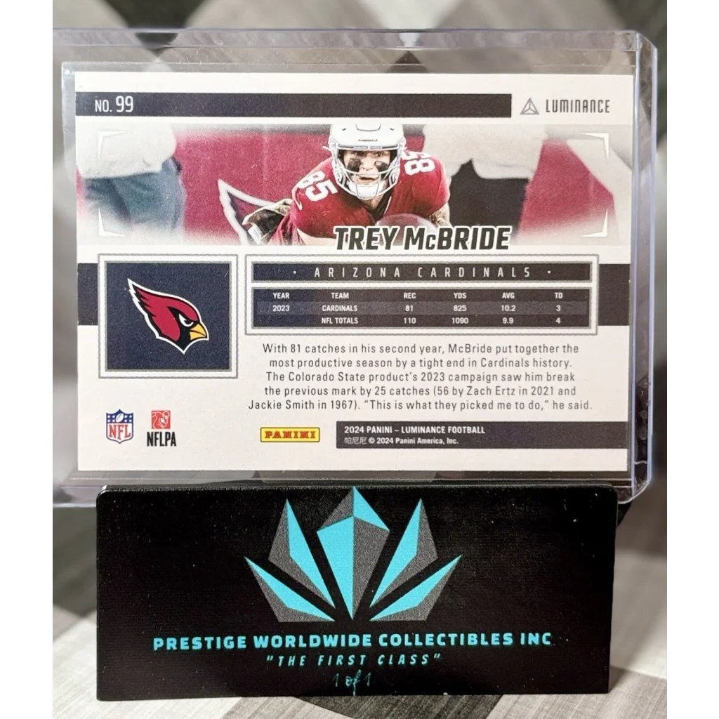 Trey McBride 2023 Panini Luminance Cardinals card from Prestige Worldwide Collectibles
