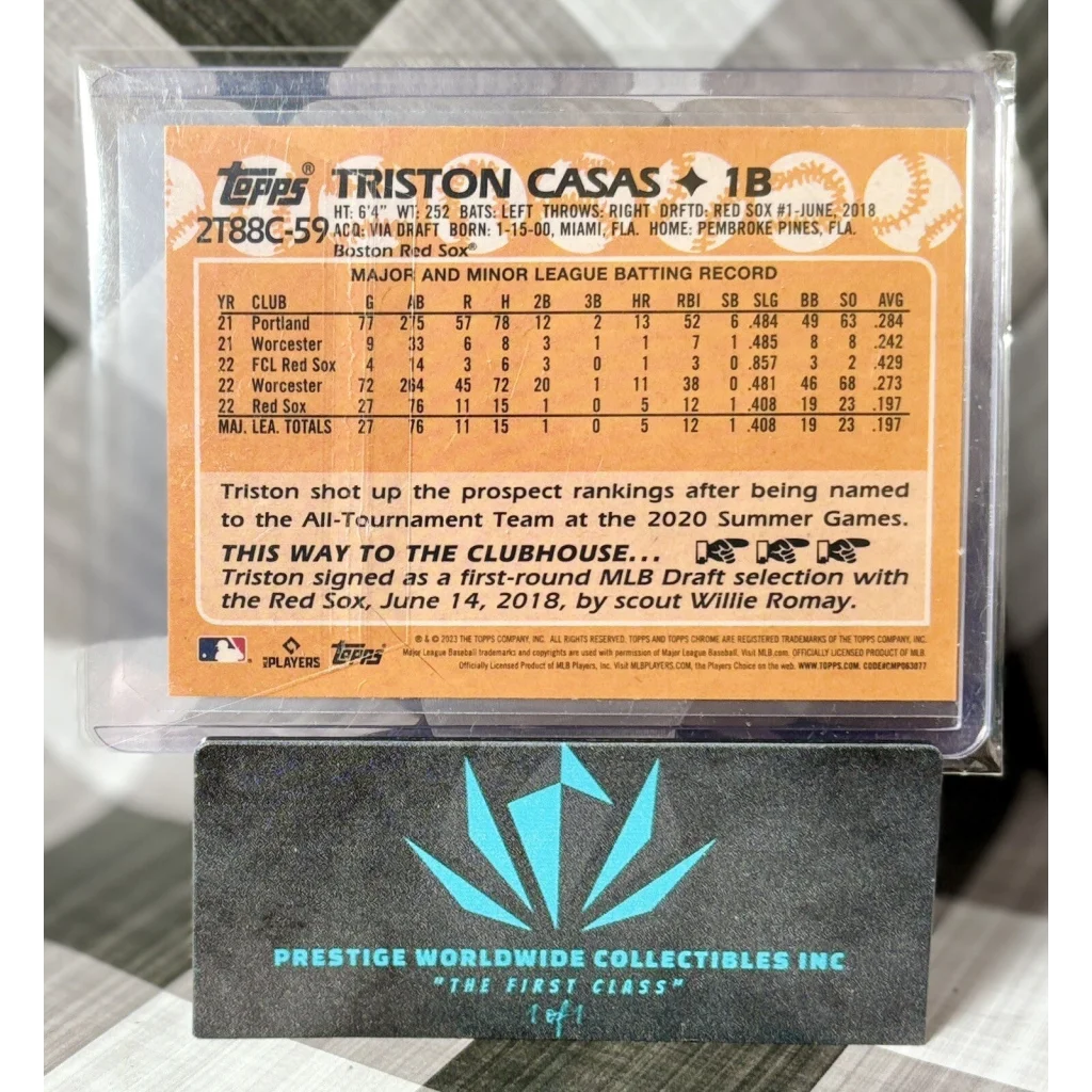 2018 Topps Triston Casas card from Prestige Worldwide Collectibles