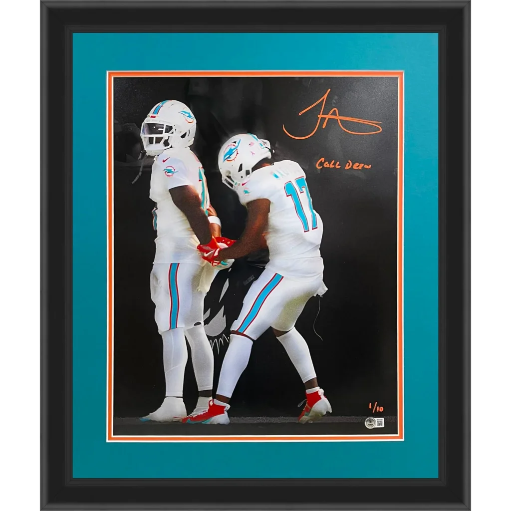 Tyreek Hill autographed Miami Dolphins framed photo with Jalen Ramsey