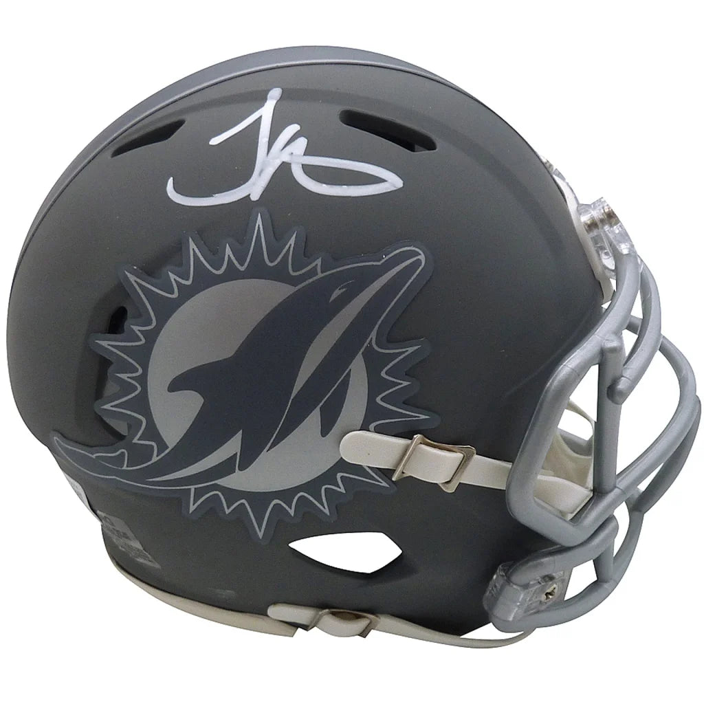 Tyreek Hill autographed Miami Dolphins slate mini helmet with silver logo