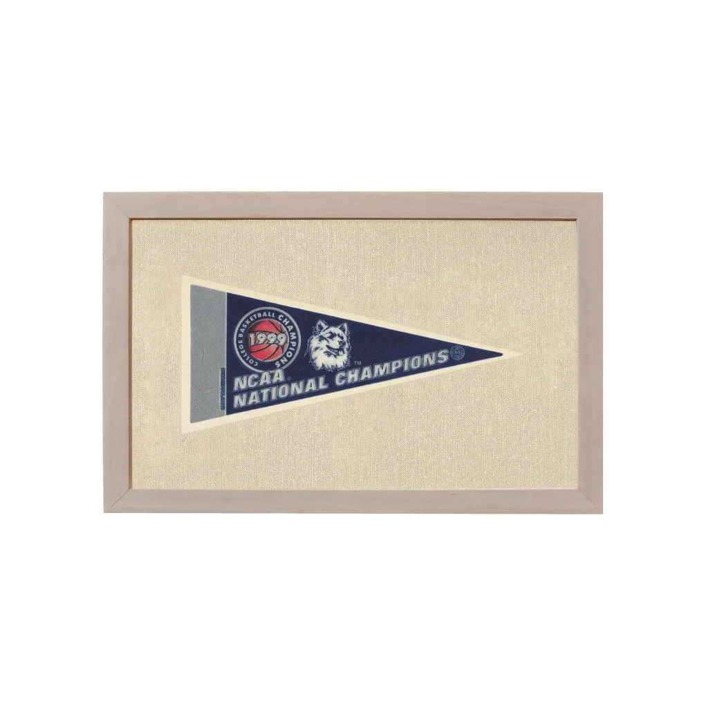 UConn Huskies navy blue NCAA champions vintage pennant with wolf mascot