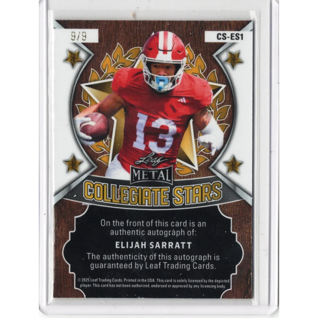 Ultra rare Elijah Sarratt autographed Leaf Metal card 9/9