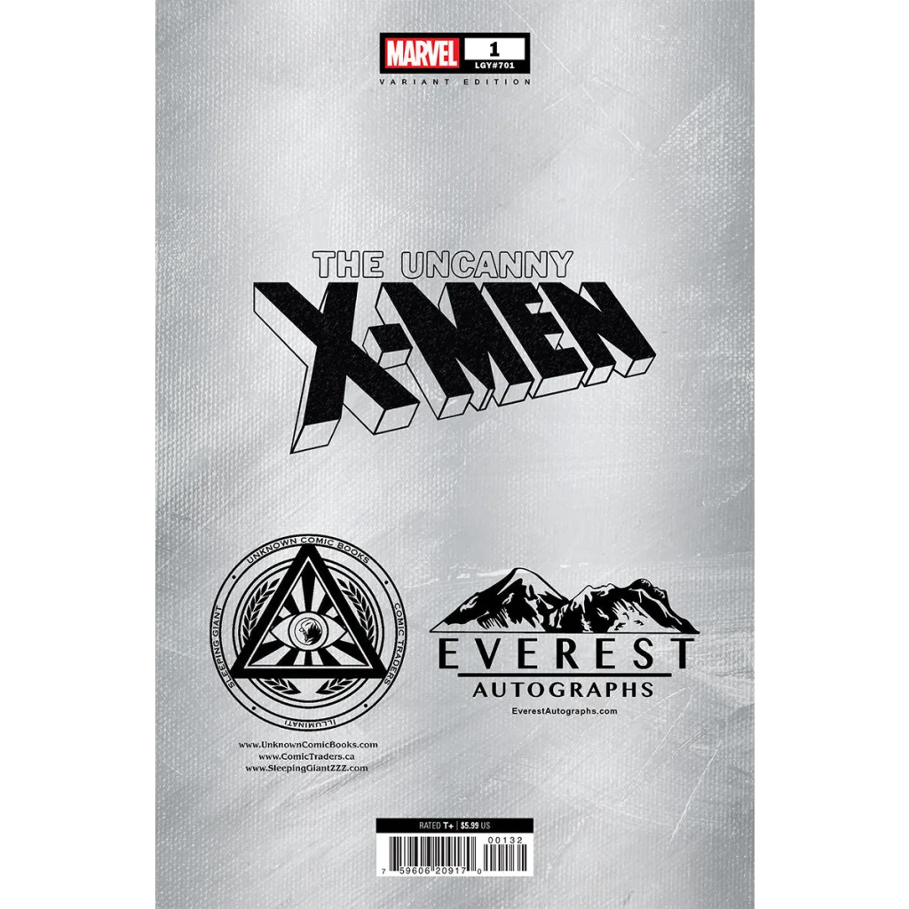 Variant edition comic book cover for UNCANNY X-MEN #1 from Unknown Comics Marvel Studios