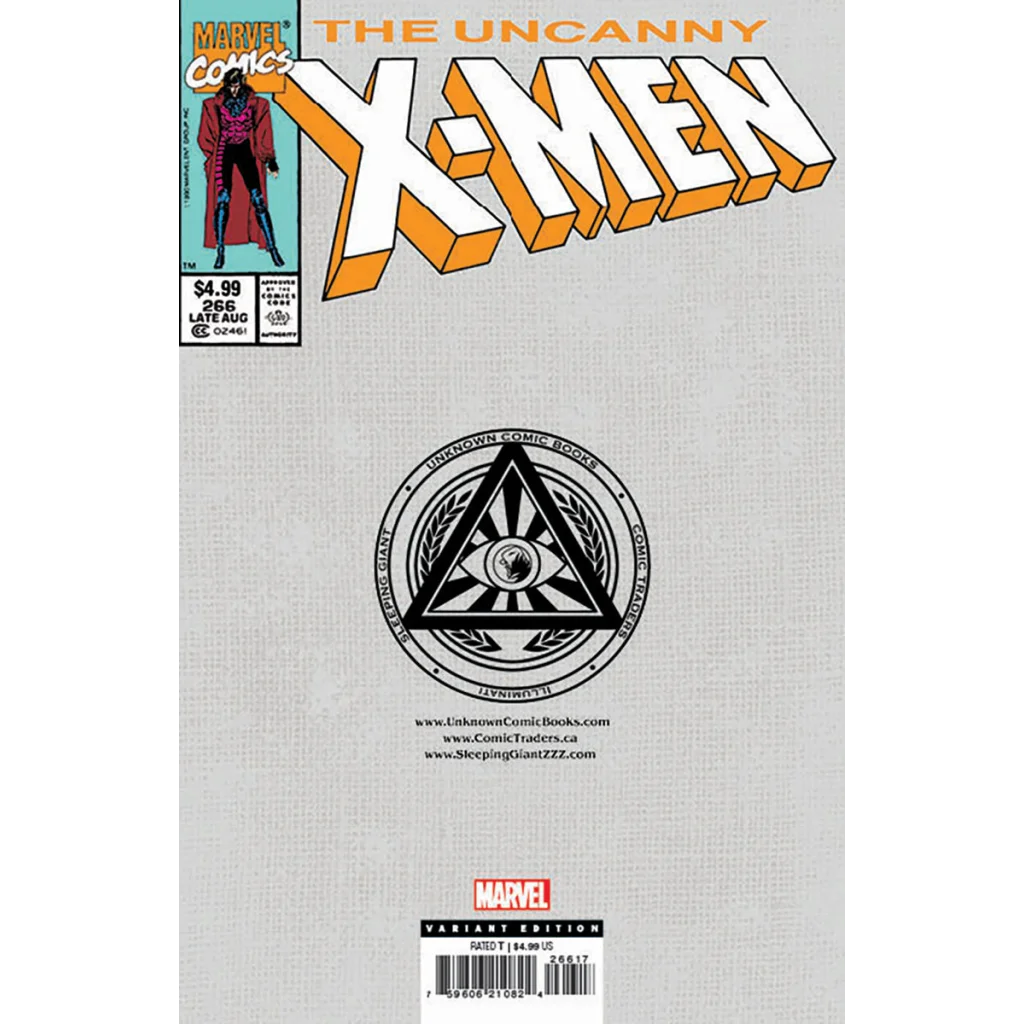 Uncanny X-Men comic book cover with Marvel logo and comics exclusive blank var edition