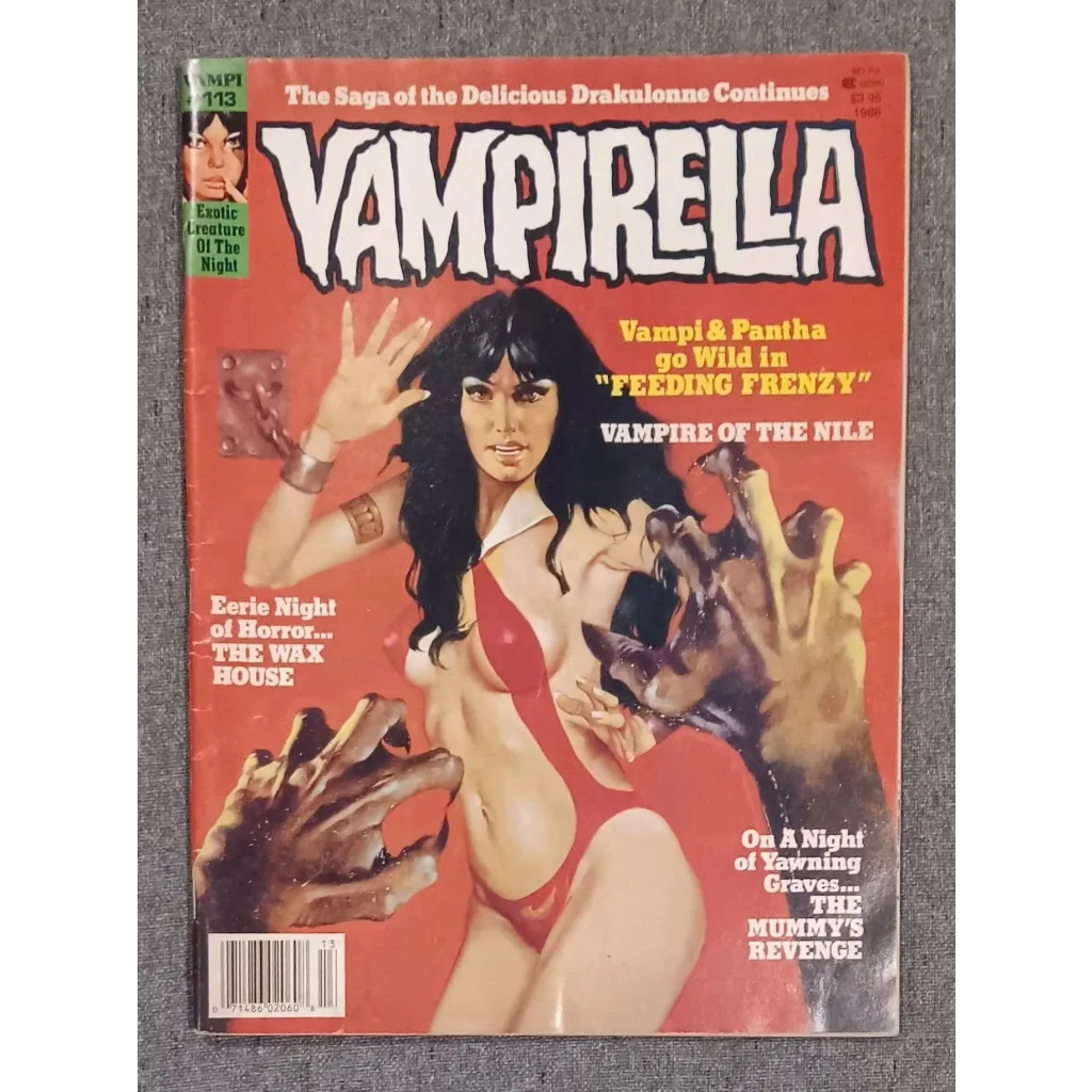 Vampirella in red bikini on 1988 magazine issue 113 cover