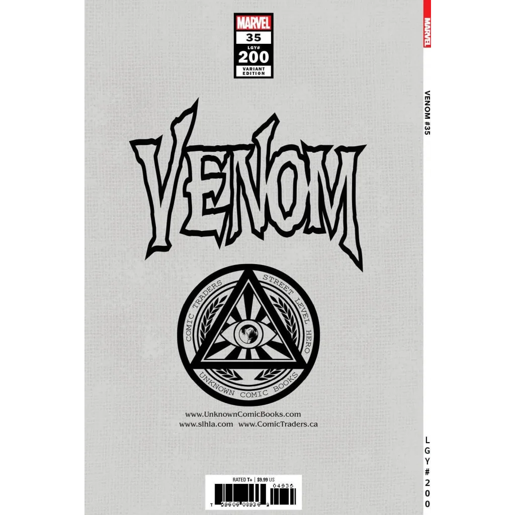 Venom 200th issue comic book with silver cover and black and white Venom logo