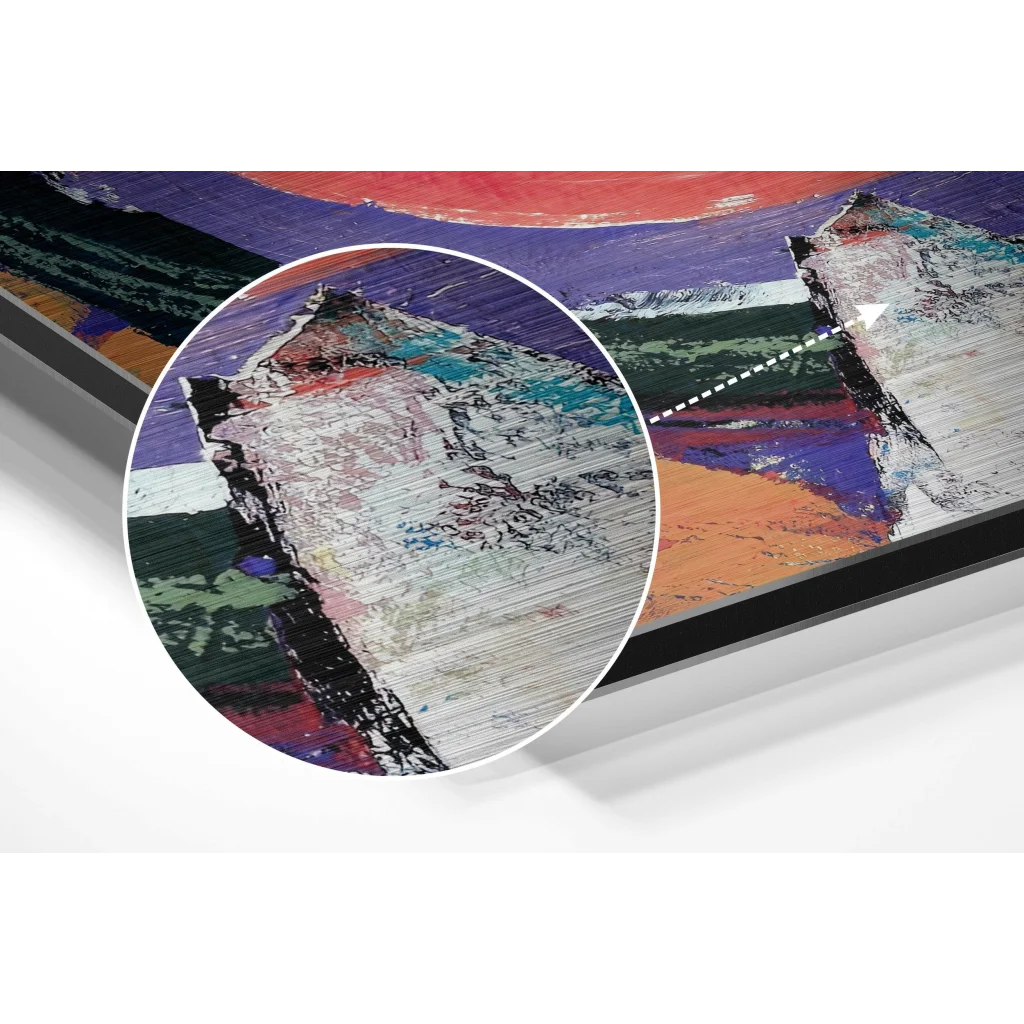 Vibrant abstract art on premium brushed aluminium dibond