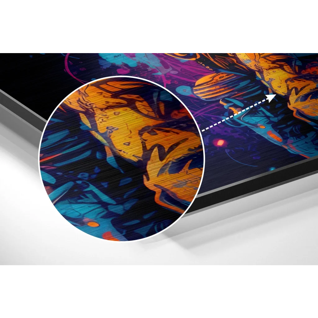 Vibrant neon astronaut art on 27-inch LG Ultrafine 4K Brushed Aluminium Dibond