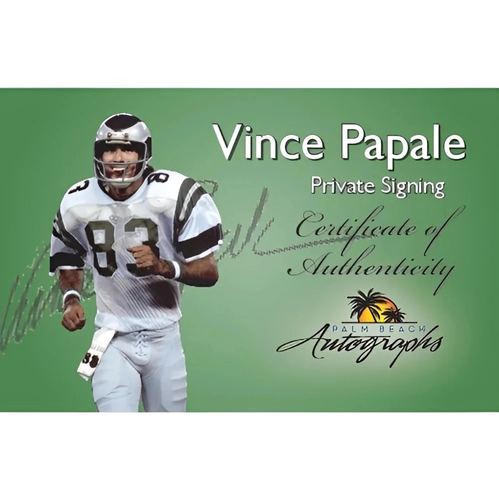 Vince Papale signed Eagles mini helmet with black white jersey 83 palm tree