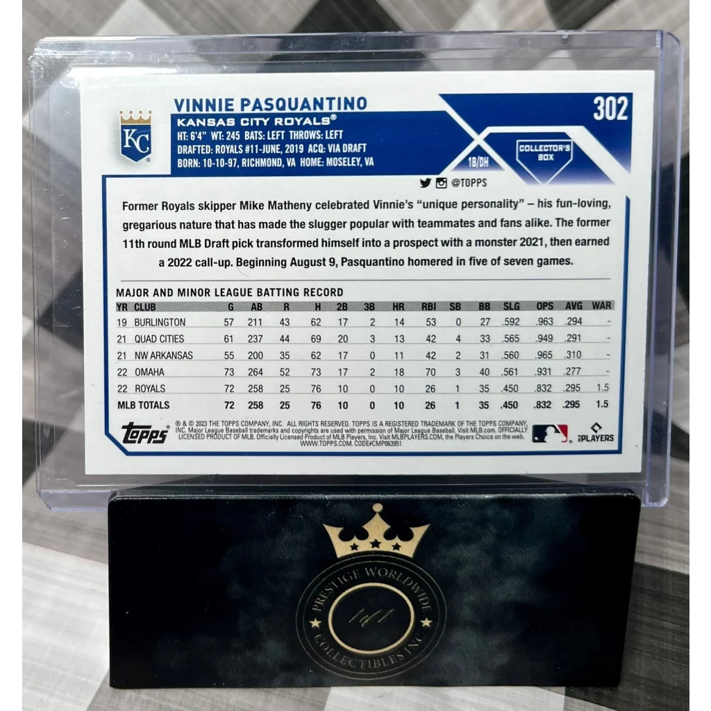 2021 Topps Chrome Vinnie Pasquantino card at Prestige Worldwide collectibles