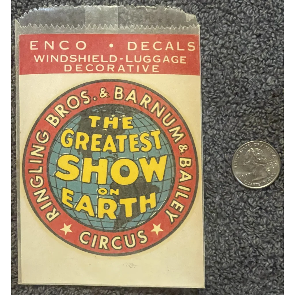 Vintage 1950s Ringling Bros Circus Decal brings back the magic of The Greatest Show on Earth
