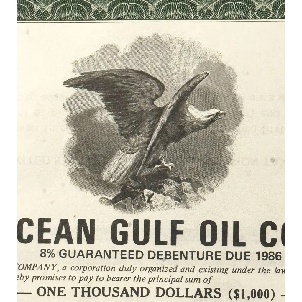 Rare 1971 Transocean Gulf Oil Bond Certificate Vintage and Antique Gifts