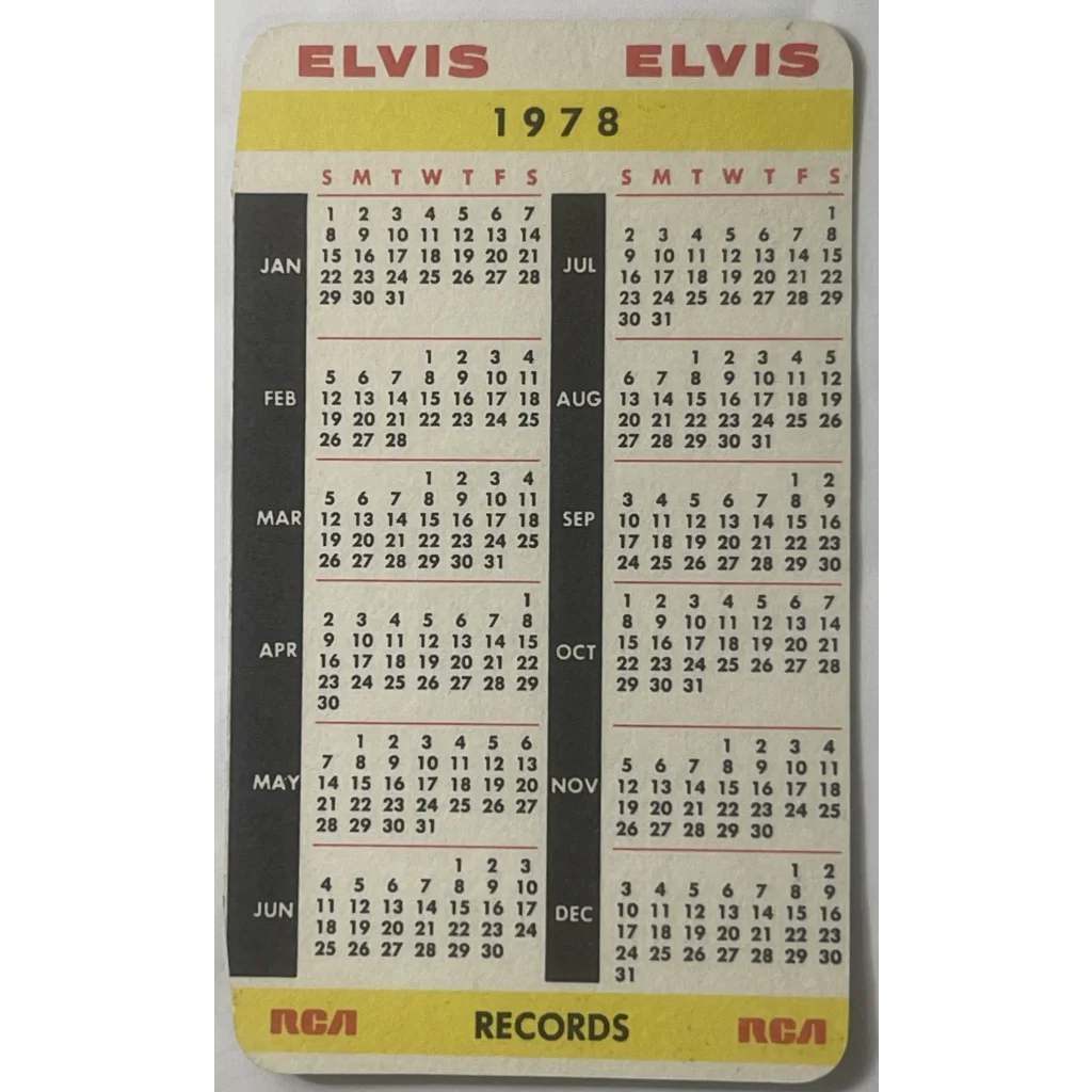 Rare 1978 Elvis Presley Card Calendar with RCA branding brings rock n roll vibes