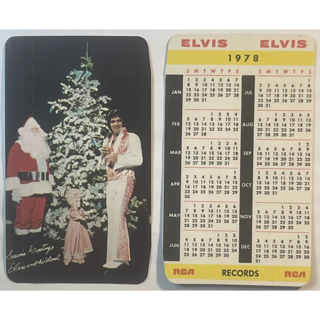 Vintage 1978 Elvis Presley Card Calendar RCA Records With Santa! Collectibles and Antique Gifts Home page Step into