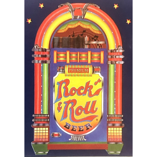 Vintage 1980s Rock and Roll Beer Label St. Louis MO 🎶 Jukebox! Advertisements Antique Alcohol Memorabilia Rare &