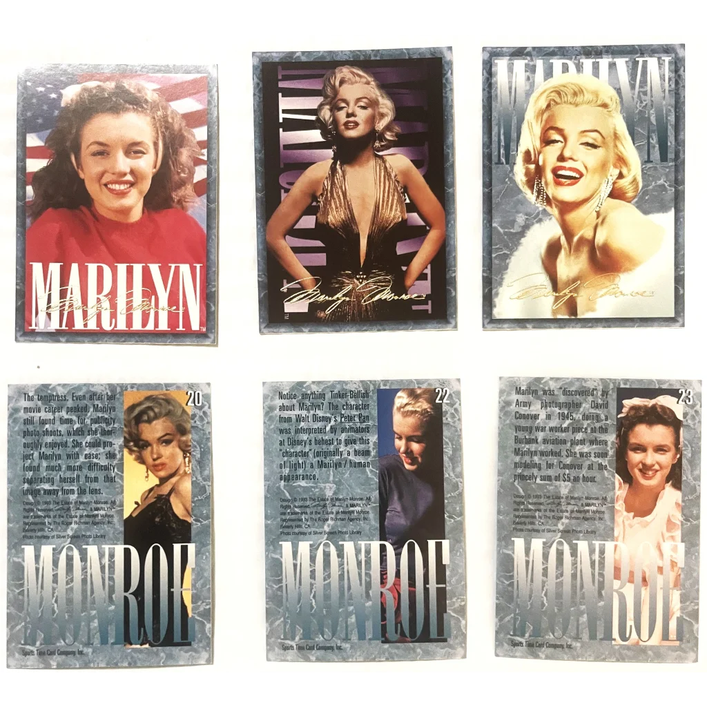 Vintage Marilyn Monroe collectible card set with stylish poses and nostalgic vibes