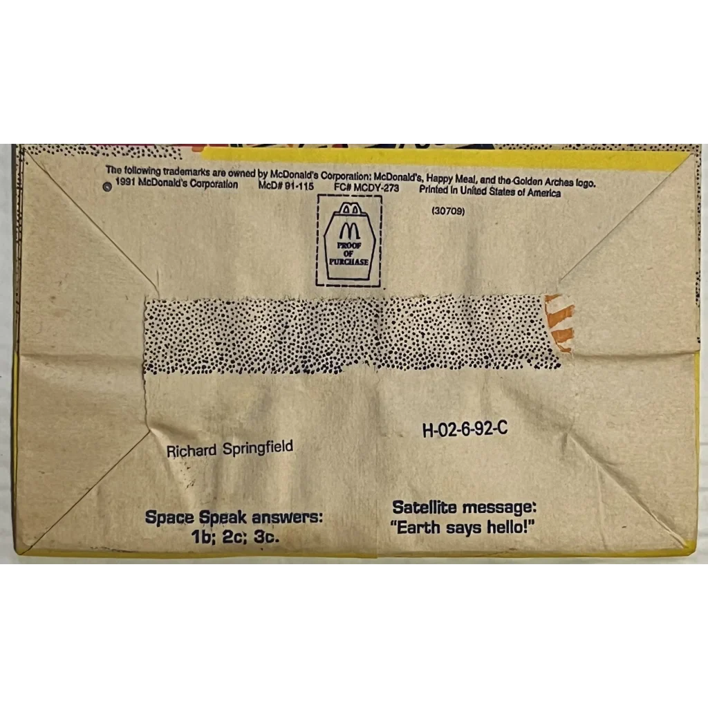 Vintage McDonald’s Happy Meal bag with cool space-themed design for collectors