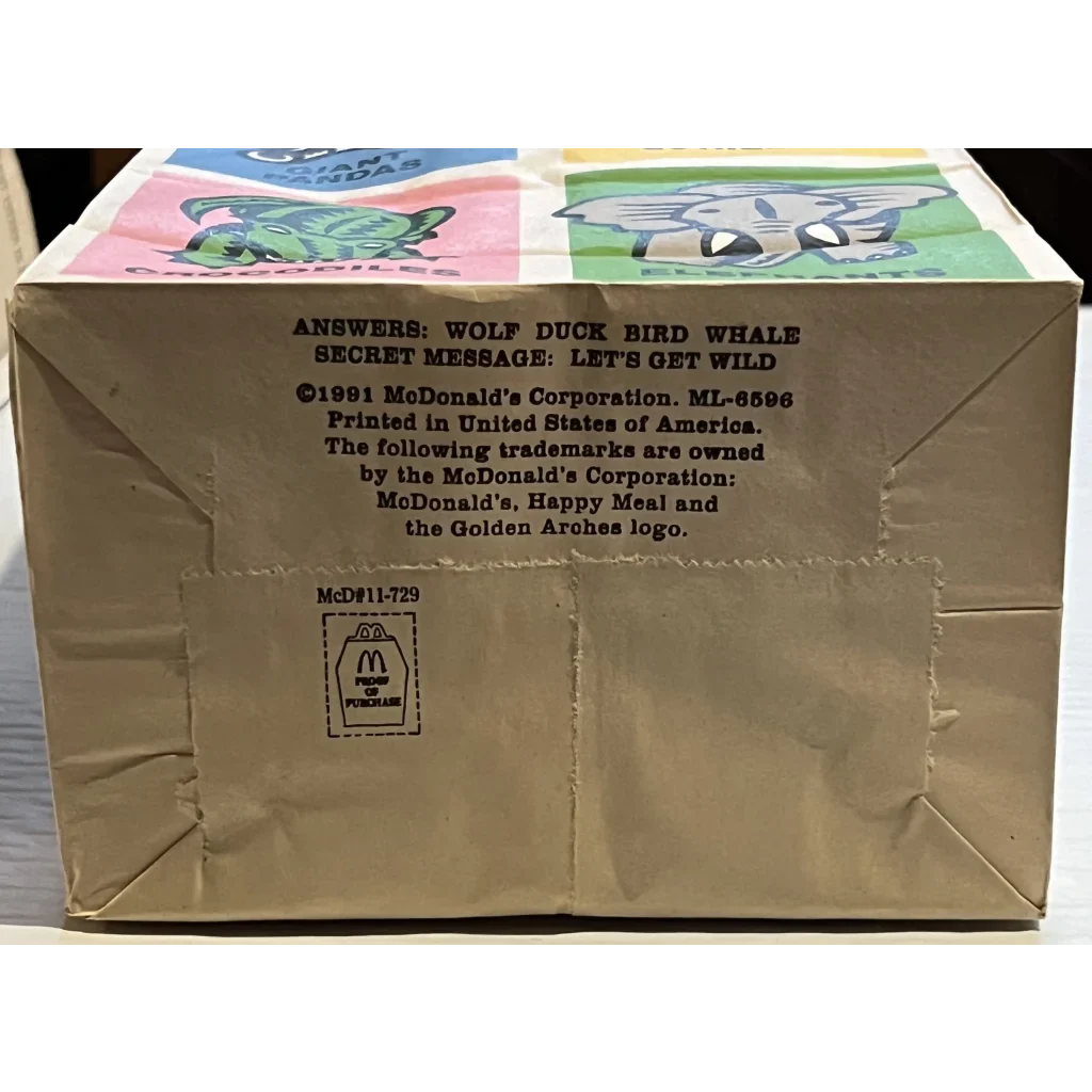 Cardboard box with McDonald’s branding from a rare vintage Happy Meal bag