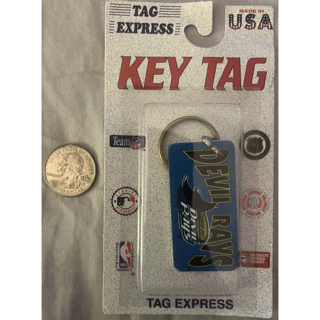 Key tag showcasing Denver Nuggets logo on a Rare Tampa Bay Devil Rays keychain