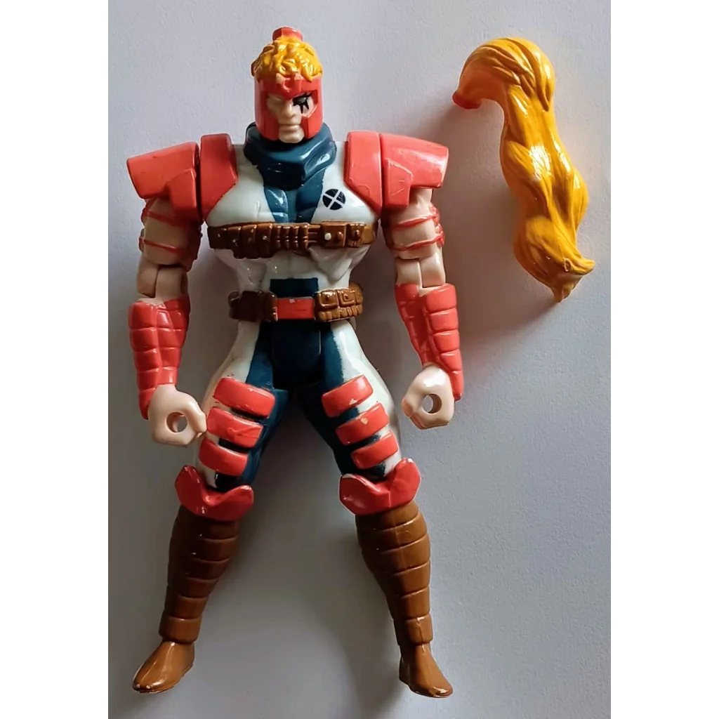 Vintage 1994 Shatterstar Marvel action figure with orange hair and red white armor