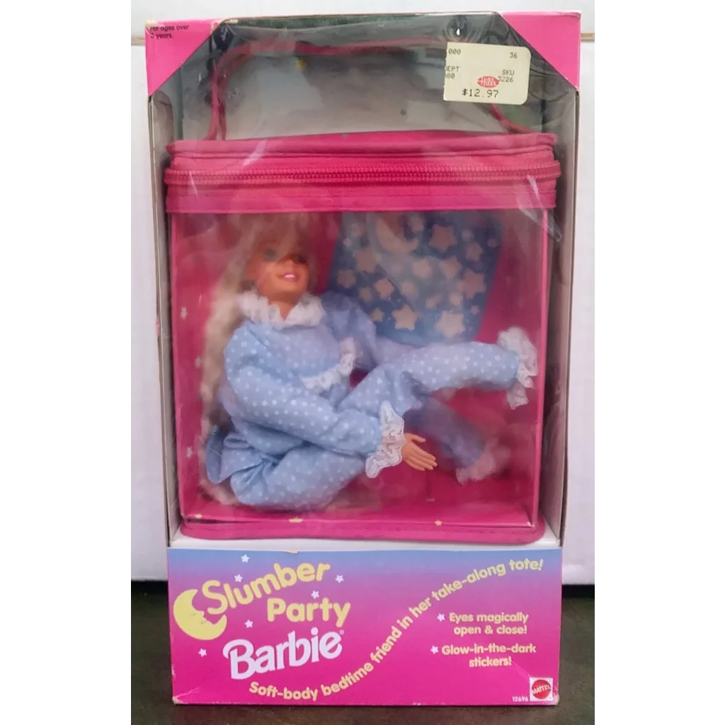 Vintage 1994 Slumber Party Barbie doll in blue starry PJs, sealed box