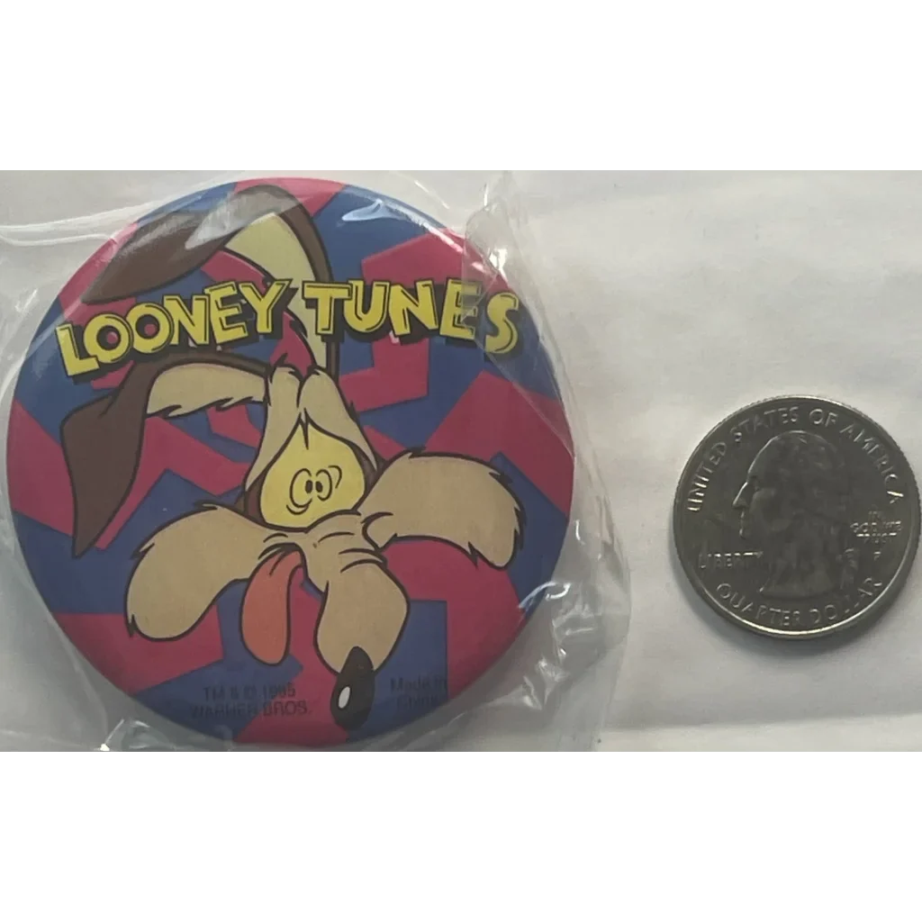 Colorful Wile E. Coyote Looney Tunes pin on a fun geometric background for collectors