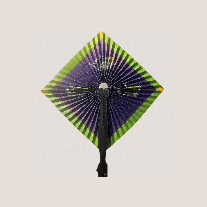 Purple and green striped Rays folding fan from Vintage 1998 Tampa Bay Rays MLB collection