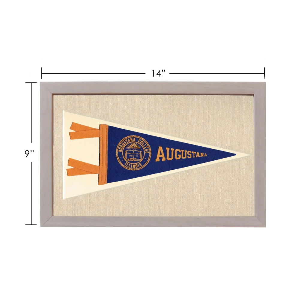 Vintage Augustana College pennant in navy blue with gold lettering
