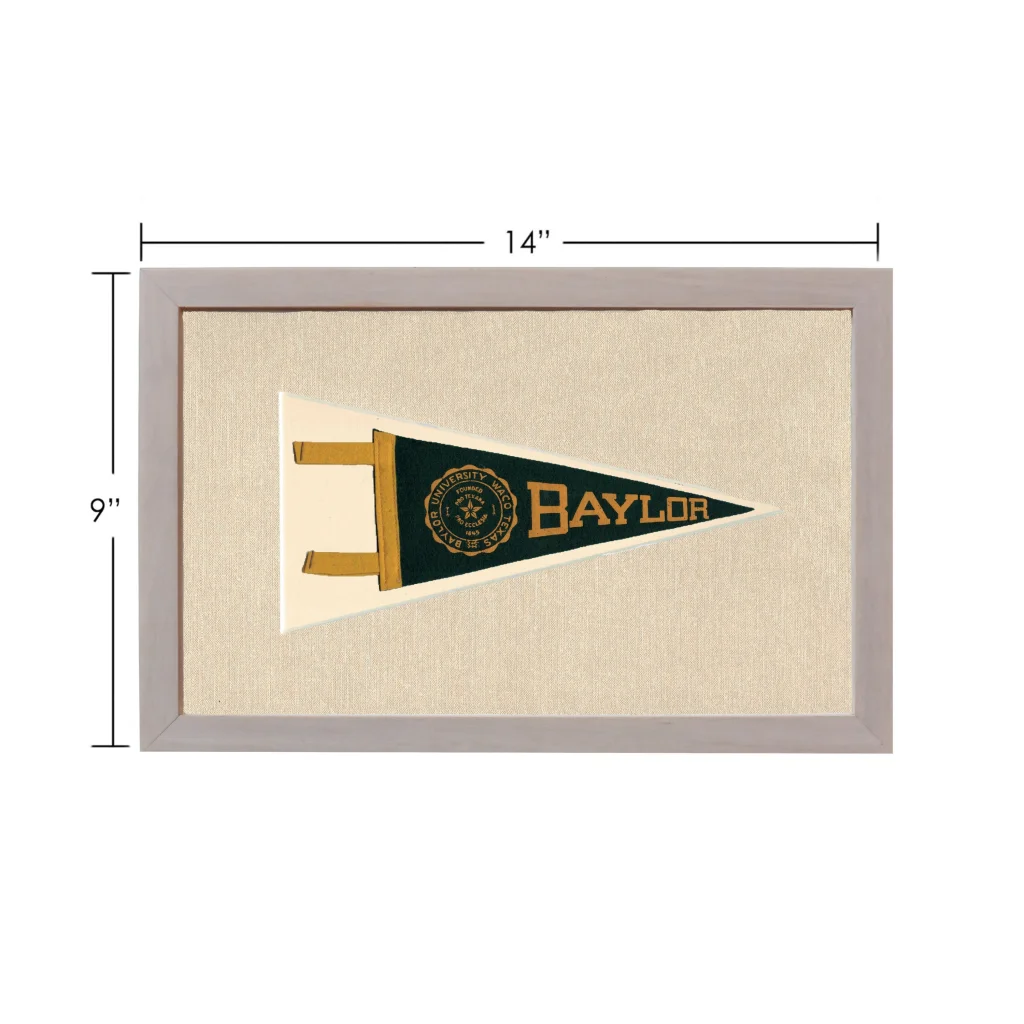 Vintage Baylor University pennant in framed display