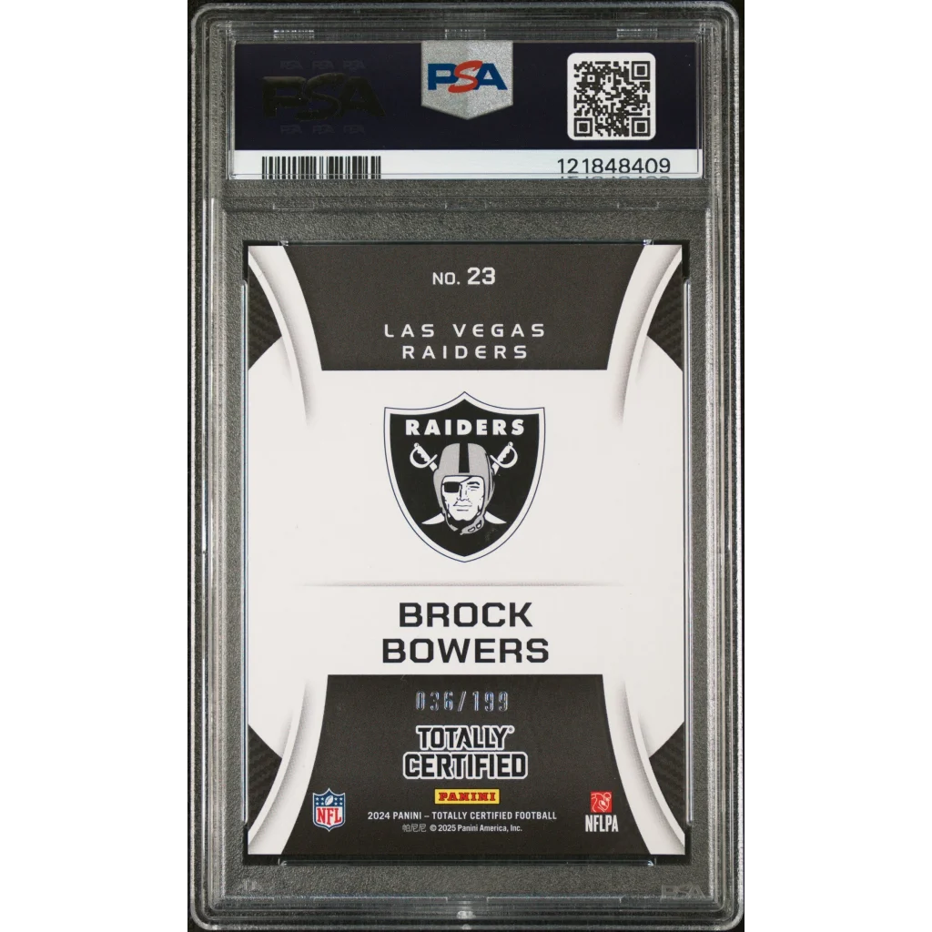 Vintage 1970s biker jacket with distressed leather and Brock Bowers PSA 10 gem card design