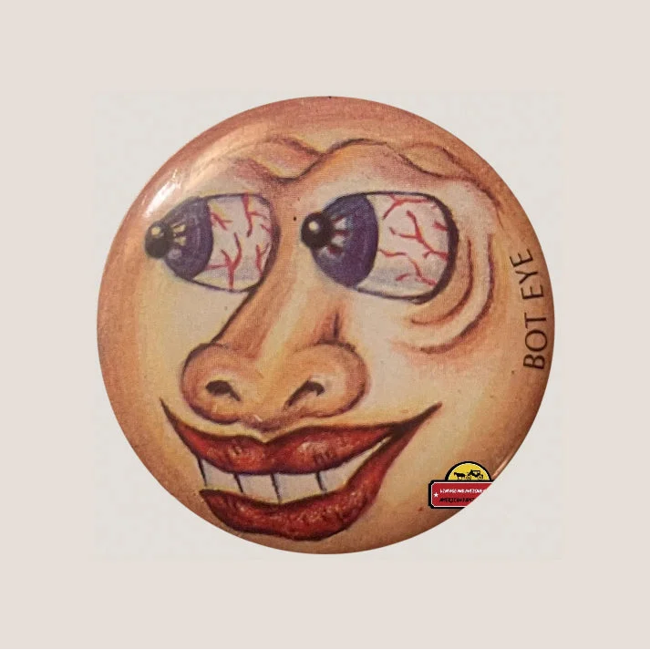 Vintage Bot Eye pinback button front artwork, shop product photo